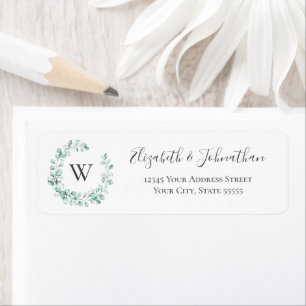 Eucalyptus Monogram vattenutandningsfärg Returadress Etikett