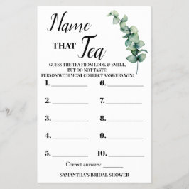 Eucalyptus Namn som Tea Möhippa Game Card Flygblad