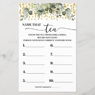 Eucalyptus Namn som Tea Shower Game Card Flygblad
