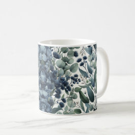 Eucalyptus navy blommar water color blommigt grena kaffemugg