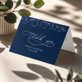 Eucalyptus Navy Blue Bröllop Vikt takk-kort Kort
