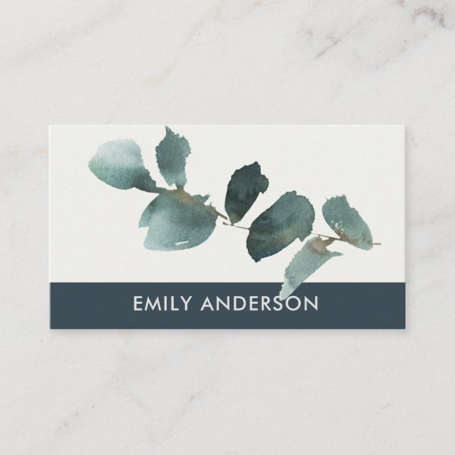 EUCALYPTUS NAVY KRAFT FOLIAGE GREN VISITKORT (Framsida)