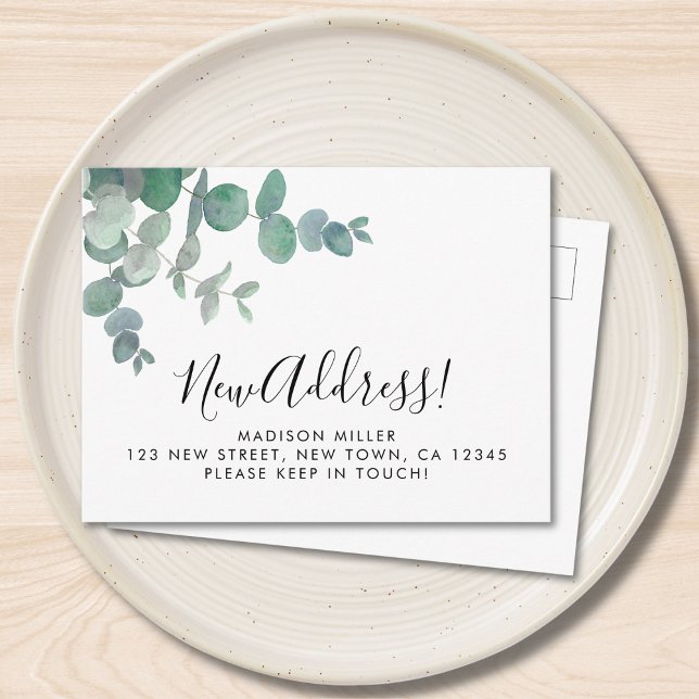 Eucalyptus New Address Moving Meddelande Vykort (Skapare uppladdad)