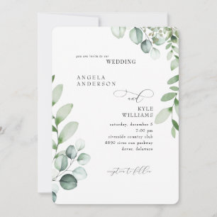 Eucalyptus No Parents Elegant bröllop-inbjudan Inbjudningar