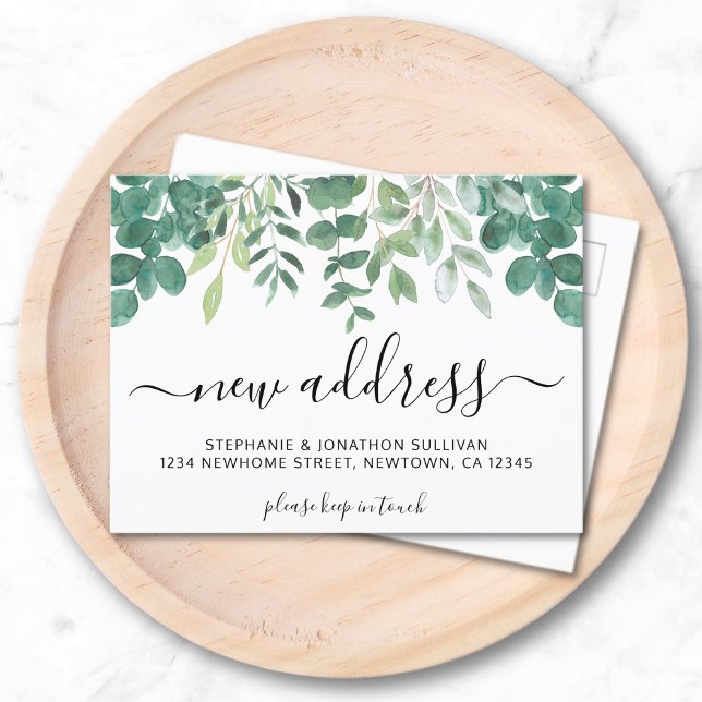 Eucalyptus Nya adress Flytta Meddelande Vykort (Skapare uppladdad)
