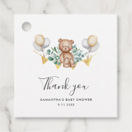 Eucalyptus och Bear Rustic Baby Shower Tack Gåvor Etiketter