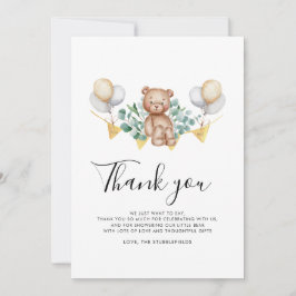 Eucalyptus och Bear Rustic Unge Bear Baby Shower Tack Kort
