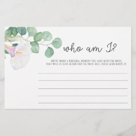 Eucalyptus och calla - Vem är jag möhippa-spel? Brevpapper