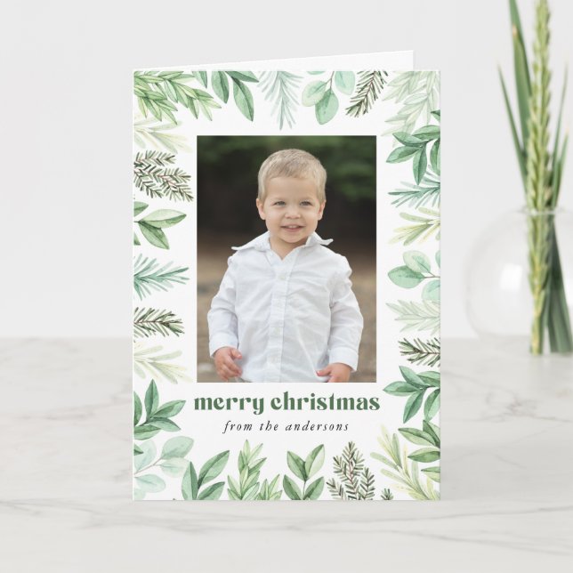 Eucalyptus och Evergreen 2 Photo Helgkort (Framsida)