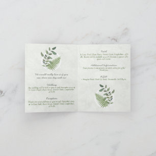 Eucalyptus och fern Ringar Bröllop-kallelse Inbjudan