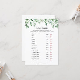 Eucalyptus och Greenery Baby Traits Shower Game Inbjudningar