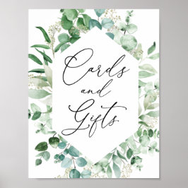 Eucalyptus och Greenery Kort och Present Skylt