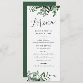 Eucalyptus och Greenery Watercolor Bröllop Menu Program
