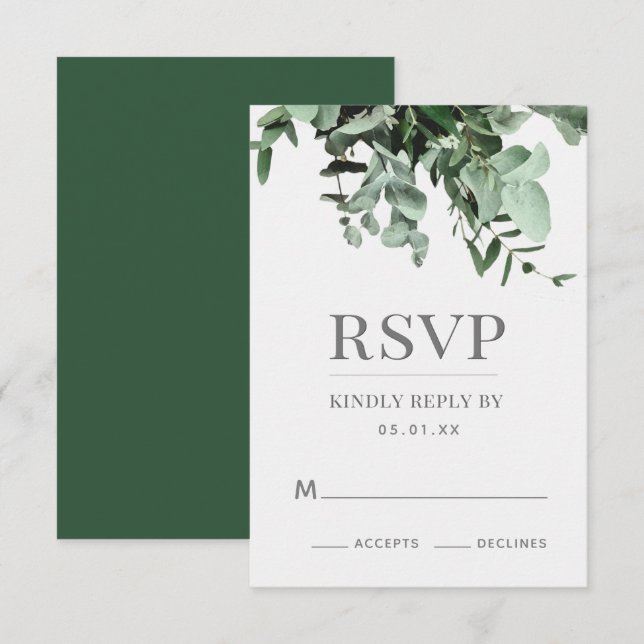 Eucalyptus och Greenery Watercolor Responcard Inbjudningar (Fram/baksida)