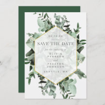 Eucalyptus och Greenery Watercolor Spara datumet