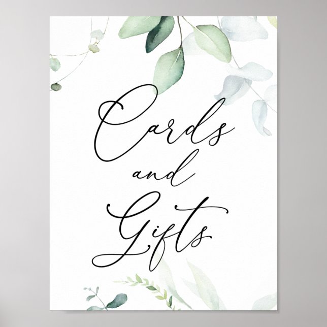 Eucalyptus och Grey Cards och presentkort Poster (Framsidan)
