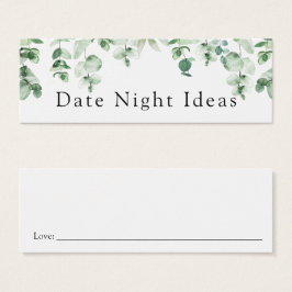Eucalyptus och Grey Date Night Idea Card Litet Visitkort