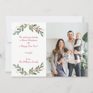 Eucalyptus och Holly Berries Helgdag Photo Card Julkort