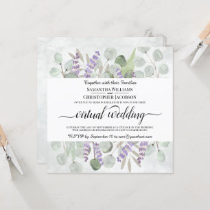 Eucalyptus och Lavender Virtuella Bröllop Inbjudningar