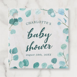 Eucalyptus och Marble Baby Shower Gåvor Etiketter