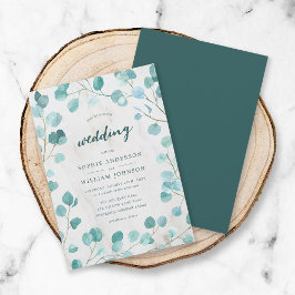 Eucalyptus och Marble Bröllop Inbjudningar