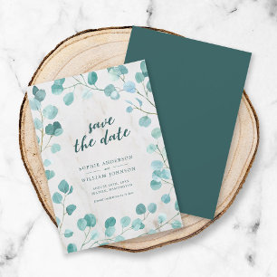 Eucalyptus och Marble Save Date Spara Datumet