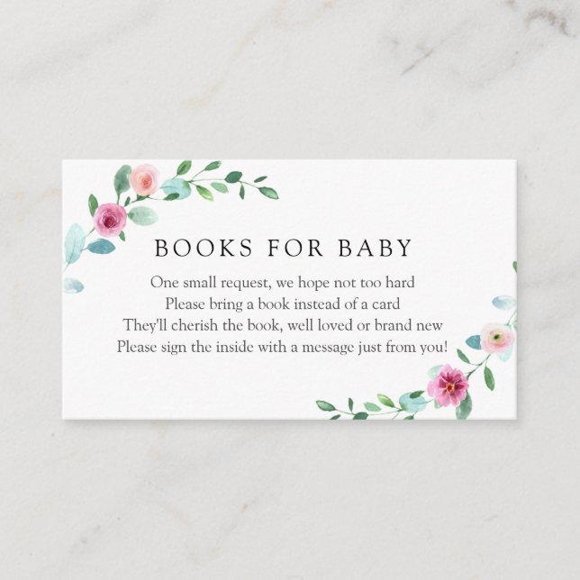 Eucalyptus och Rosa Flowers Bokar för Baby Tilläggskort (Framsida)
