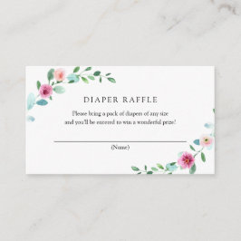 Eucalyptus och Rosa Flowers Diaper Raffle Card Tilläggskort