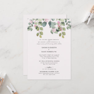 Eucalyptus och Rosa ros 2 Venue Båda föräldrarna Inbjudningar