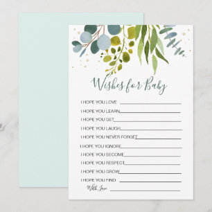 Eucalyptus Önskemål for Baby Shower Game Investiga Inbjudningar