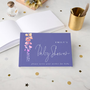 Eucalyptus Önskemål för Baby Shower Lilac Gästböcker