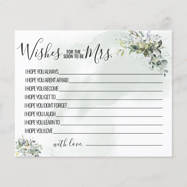 Eucalyptus Önskemål för Soon som är Mrs Card (Framsida)