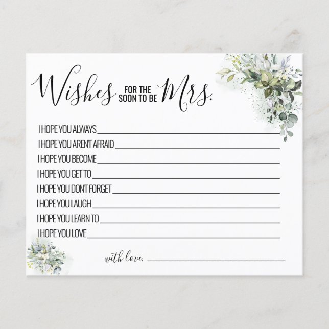 Eucalyptus Önskemål för Soon som är Mrs Card Flygblad (Framsidan)