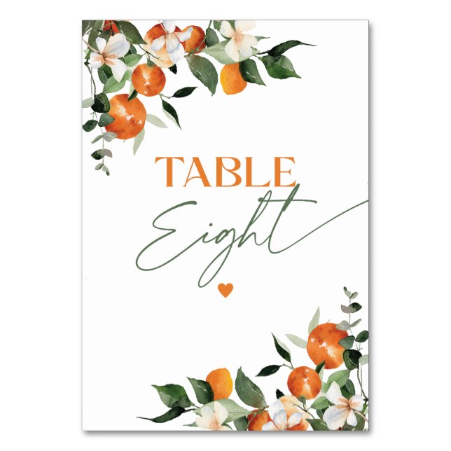 Eucalyptus orangar citrustema bordsnummer åtta (Framsidan)