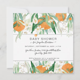 Eucalyptus Orange a Little Cutie Watercolor Shower Inbjudningar