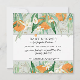 Eucalyptus Orange Mint a Little Cutie Baby Shower Inbjudningar