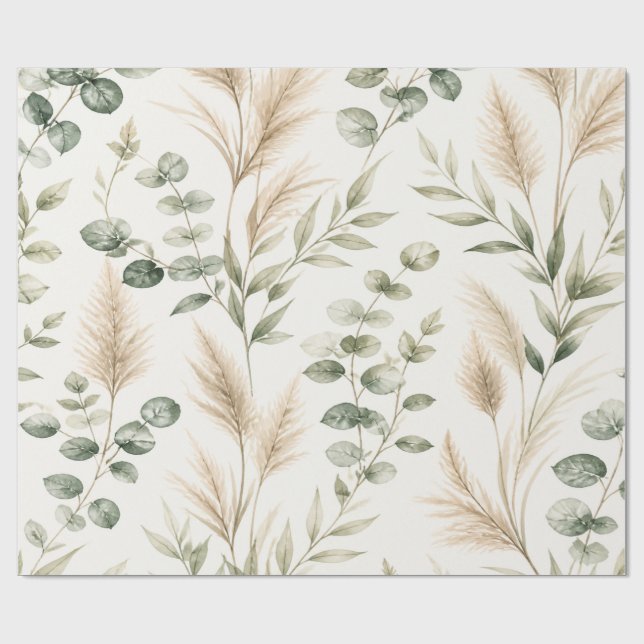 Eucalyptus Pampas Grass Wrap Presentpapper (Platt)