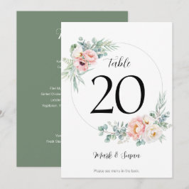 Eucalyptus Peonies Bröllop Bordsnummer & Menus