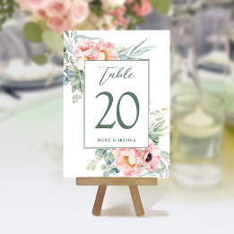 Eucalyptus Peonies Bröllop Bordsnummer & Menus