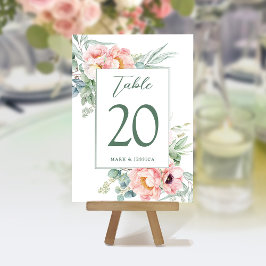Eucalyptus Peonies Bröllop Bordsnummer & Menus
