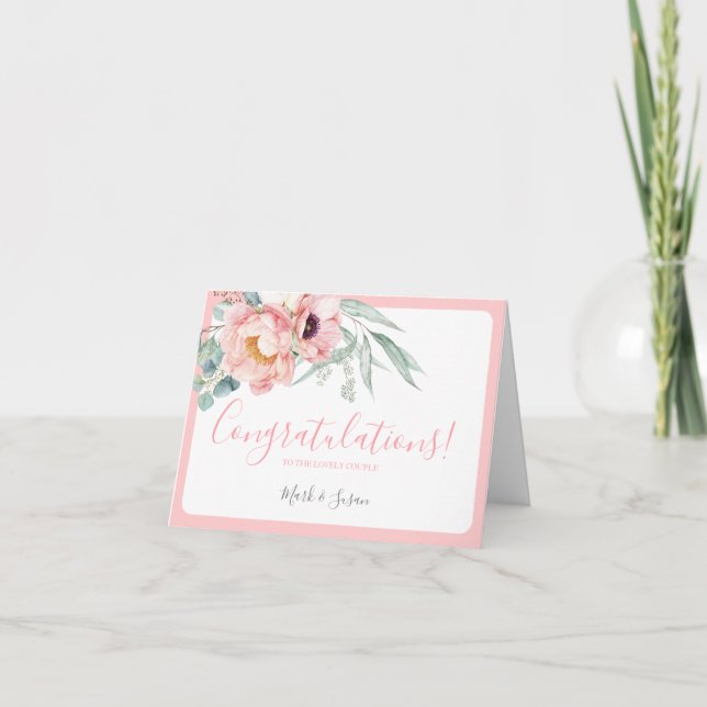 Eucalyptus Peonies Bröllop Grattiss Card Kort (Framsida)