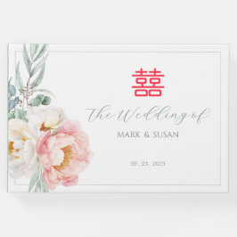 Eucalyptus Peonies Chinese Bröllop Guest Bok