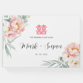 Eucalyptus Peonies Chinese Bröllop Guest Bok