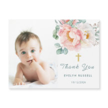 Eucalyptus Peony Baptism Photo Tack Magnetic