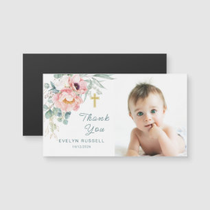 Eucalyptus Peony Baptism Photo Tack Magnetic