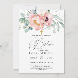 Eucalyptus Peony Poppy Flowers Kor Baptism Inbjudningar
