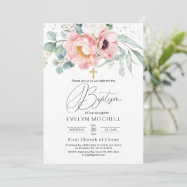 Eucalyptus Peony Poppy Flowers Kor Baptism Inbjudningar