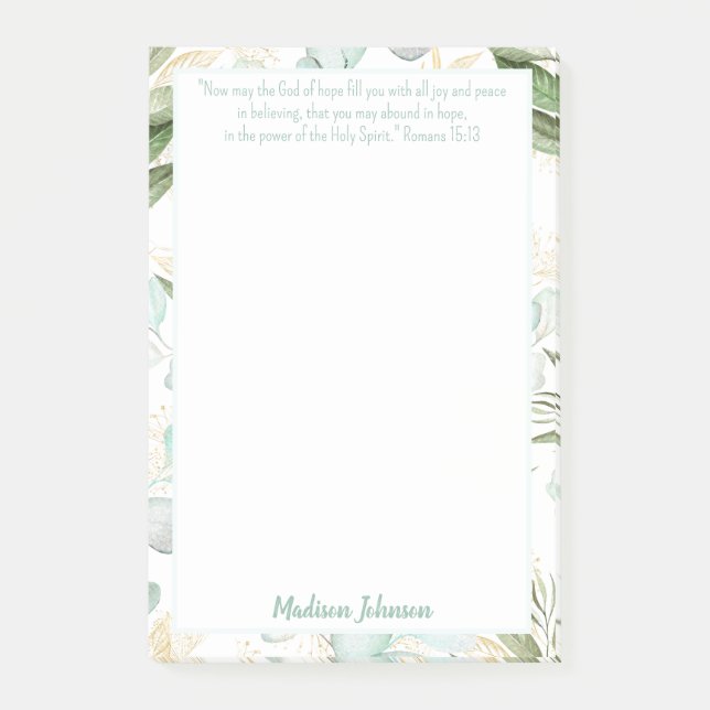 Eucalyptus Personlig Scripture Stationery Post-it Block (Framsida)
