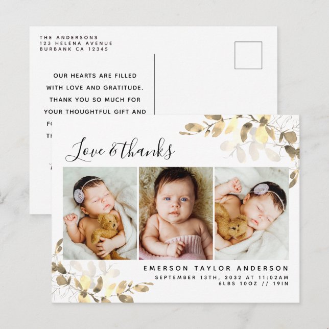 Eucalyptus Photo Baby Tack annonsering Vykort (Fram/baksida)