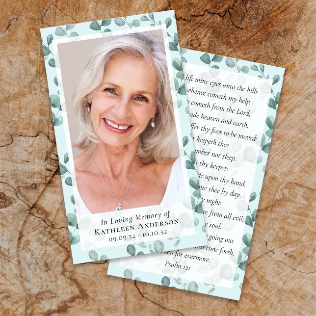 Eucalyptus Photo Funeral Memorial Prayer Card (Skapare uppladdad)